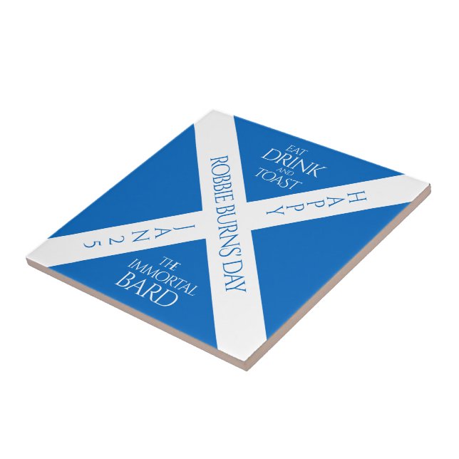 Eat Drink and Toast Robbie Burns Scottish Flag Tile (Side)