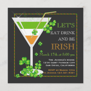Eat, Drink & Be Irish St. Patrick's Day Cocktail Invitation
