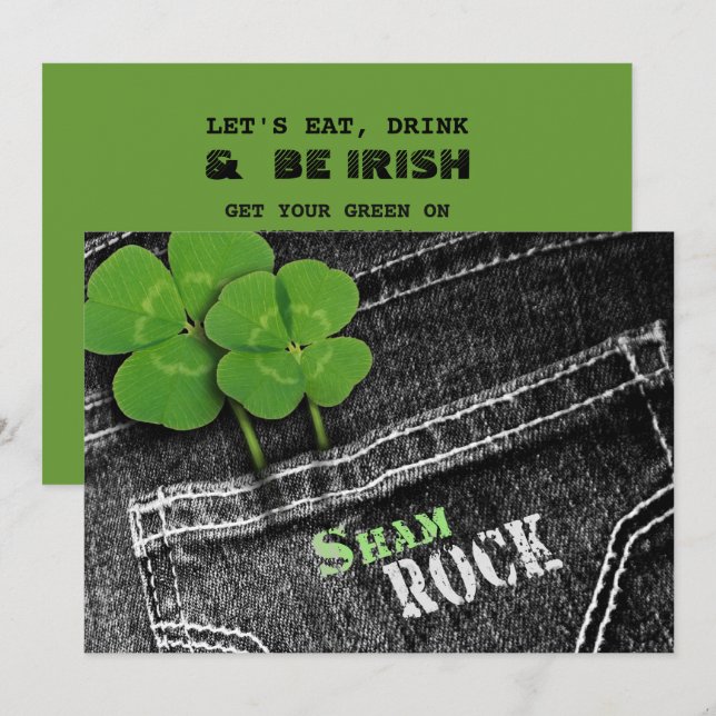 Eat, Drink & Be Irish St. Patrick's Day Invitation (Front/Back)
