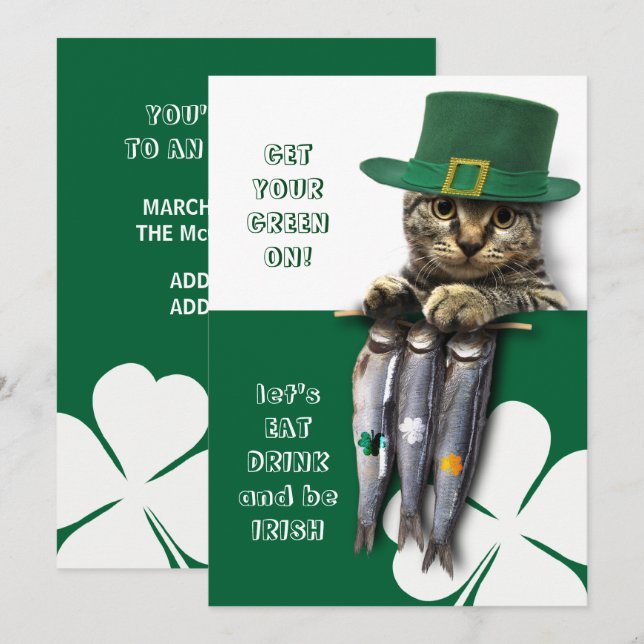 Eat, Drink & Be Irish St. Patrick's Day Party Invitation (Front/Back)