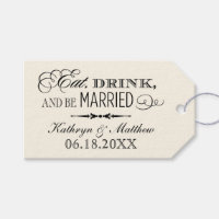 Eat Drink Be Married Black Ivory Monogram Favour