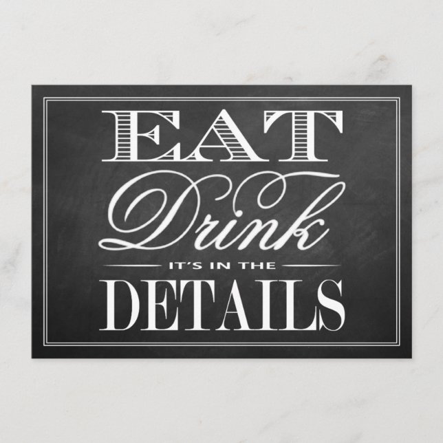 Eat, Drink & Be Married Chalkboard Wedding Enclosure Card (Front)