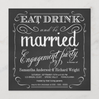Eat Drink be Married Engagement Party Invitations