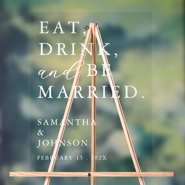 Eat Drink & Be Married Fun Modern Wedding Welcome (Neutre)