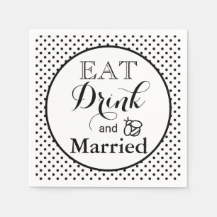 Eat Drink, be Married   polka dot pattern honeybee Napkin