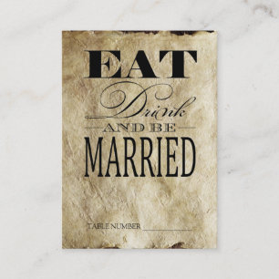 Eat Drink & be Married, Vintage Table Number Cards