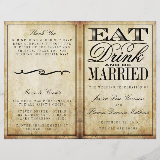 Eat, Drink & Be Married Vintage Wedding (Front)