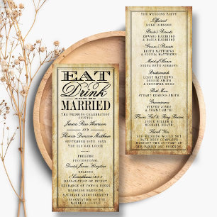 Eat, Drink & Be Married Vintage Wedding Program