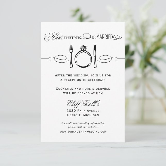 Eat Drink Be Married Wedding Reception Card (Standing Front)