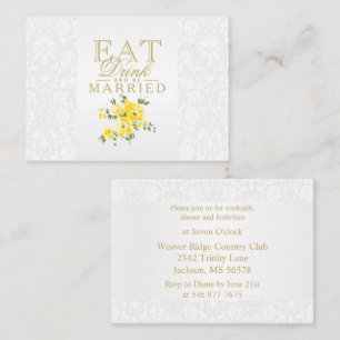 Eat, Drink & Be Married Yellow Flower - Reception Enclosure Card