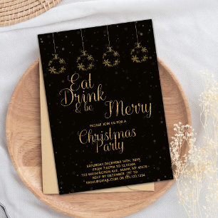 Eat Drink Be Merry Christmas Holiday Party Invitation