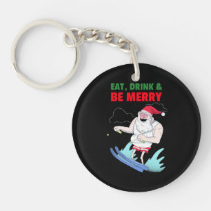 Eat, Drink & Be Merry Christmas Keychain