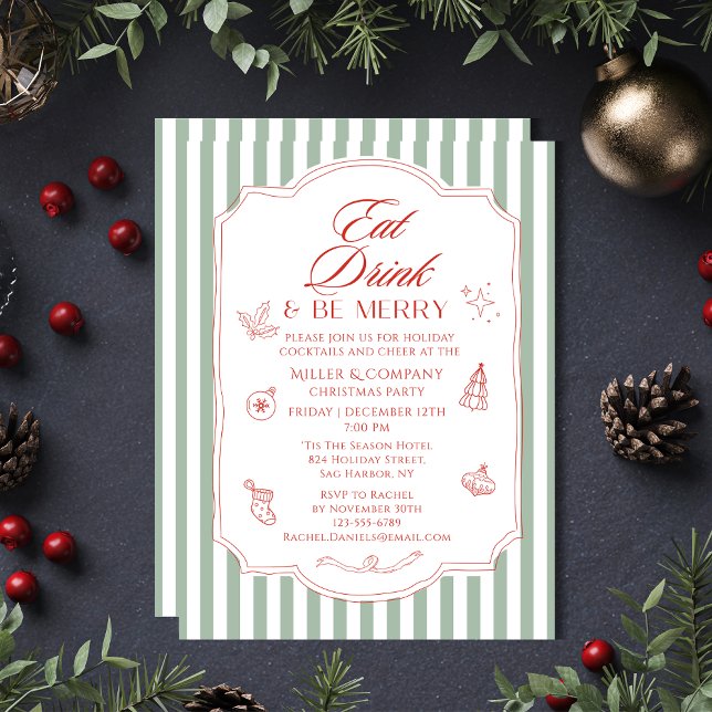 Eat Drink & Be Merry Corporate Christmas Party Invitation (Creator Uploaded)