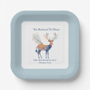 Eat Drink Be Merry Festive Reindeer Christmas Paper Plate