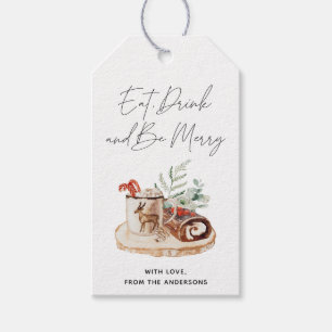 Eat, Drink & Be Merry Hand-Drawn Christmas Holiday Gift Tags