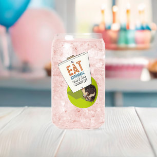 Eat Drink & Be Merry Hedgehog Picket Sign Can Glass