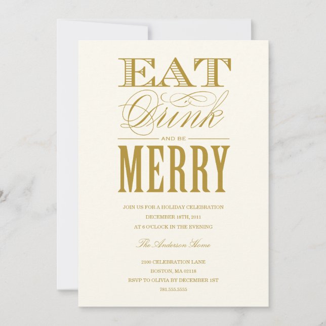 EAT, DRINK & BE MERRY | HOLIDAY PARTY INVITATION (Front)