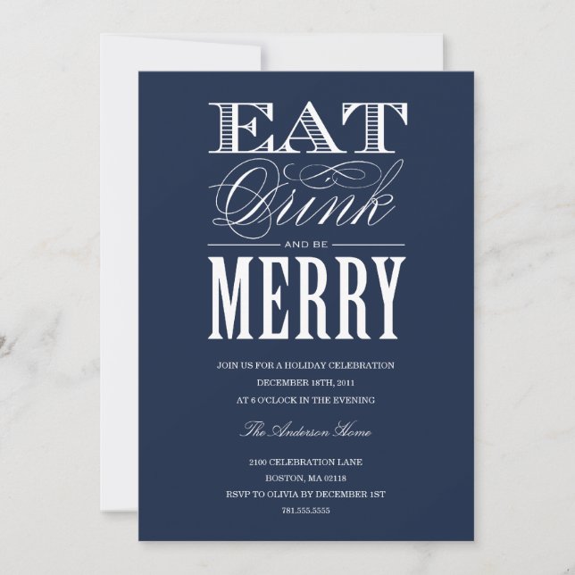 EAT, DRINK & BE MERRY | HOLIDAY PARTY INVITATION (Front)