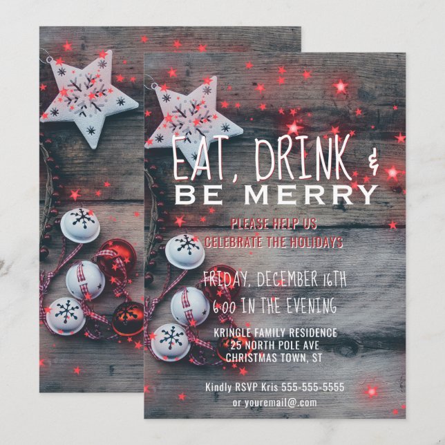 Eat Drink Be Merry Holiday Party Invitation (Front/Back)