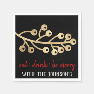 Eat Drink Be Merry Red Gold White Black Rowan Napkin