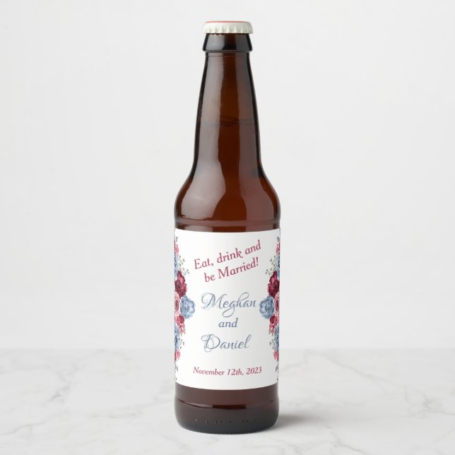 Eat, Drink & Be Merry Wedding Sparkling Wine Label (Front)