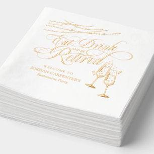 Eat Drink Be Retired Champagne Retirement Party Foil Napkins