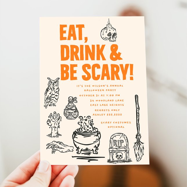 Eat Drink & Be Scary Adult Halloween Party  Invitation (Creator Uploaded)