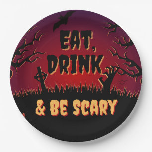Eat, Drink & Be Scary Halloween Paper Plate