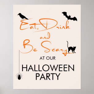 Eat Drink & Be Scary Halloween Party Welcome Sign