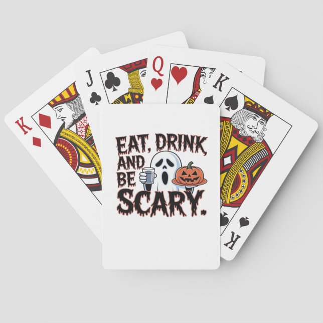 Eat Drink Be Scary Halloween Pumpkin Creative Styl Playing Cards (Back)