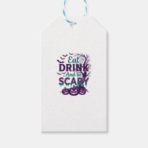 Eat Drink Be Scary Halloween Spooky Tree Pumpkins_ Gift Tags