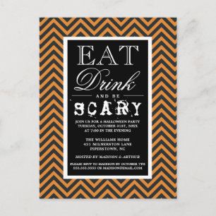 Eat Drink & Be Scary Happy Halloween Party Invitation Postcard