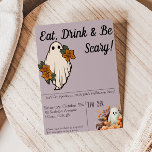 Eat, Drink & Be Scary! Invitation<br><div class="desc">Eat,  Drink & Be Scary! This modern minimalistic Halloween invitation is the perfect way to ring in a Spooktacular party! Customizable to suite your needs,  you could use this for a children's birthday,  baby shower,  cocktails and costume party,  etc.</div>