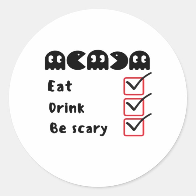 Eat Drink Be Scary Minimal Clean Classic Round Sticker (Front)