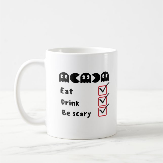 Eat Drink Be Scary Minimal Clean Coffee Mug (Left)