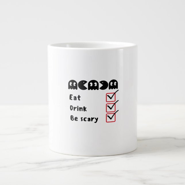 Eat Drink Be Scary Minimal Clean Large Coffee Mug (Front)