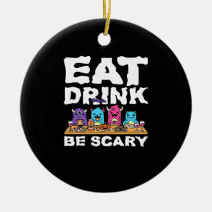 Eat Drink Be Scary Monster Halloween Creative Ceramic Ornament