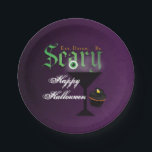 Eat Drink Be Scary Purple Halloween Party Plates<br><div class="desc">Eat Drink Be Scary Purple Halloween Party Plates. Customize with any text. Matching items are available.</div>