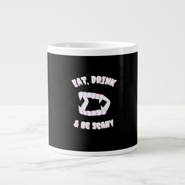 Eat Drink Be Scary Vampire Minimalist Large Coffee Mug (Front)