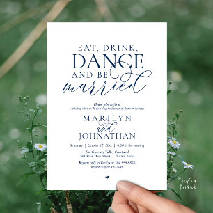 Eat, Drink, Dance, Be Married, Wedding Elopement Invitation