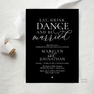 Eat, Drink, Dance, Be Married, Wedding Elopement Invitation
