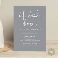 Eat, Drink, Dance, Elegant Dark Grey Elopement