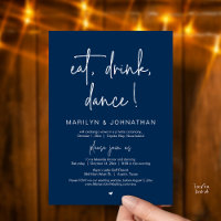 Eat, Drink, Dance, Wedding Elopement Dinner Party 