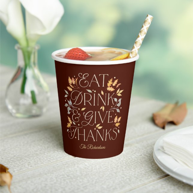 Eat Drink Give Thanks Thanksgiving Party Paper Cup (Insitu)