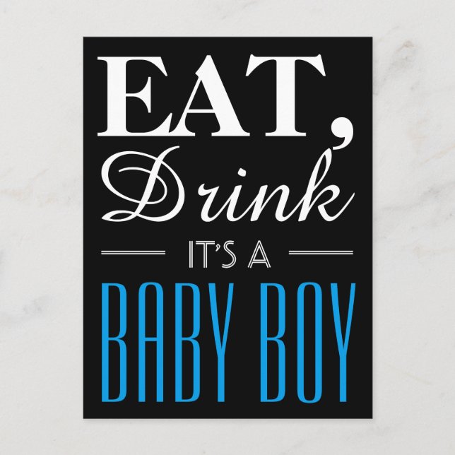Eat, Drink It's a Baby Boy, Baby Announcement (Front)