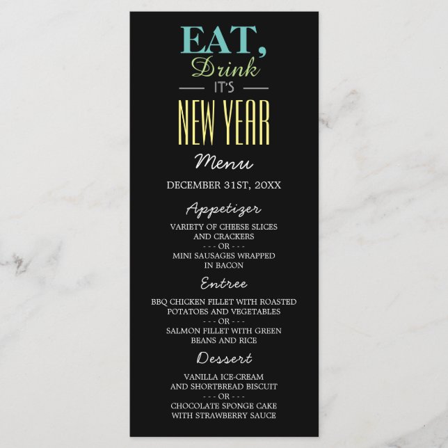 Eat, Drink It's New Year Menu (Front)