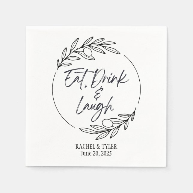Eat, Drink & Laugh Custom Name Napkins (Front)