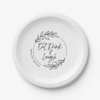 Eat, Drink & Laugh Custom Name Paper Plate