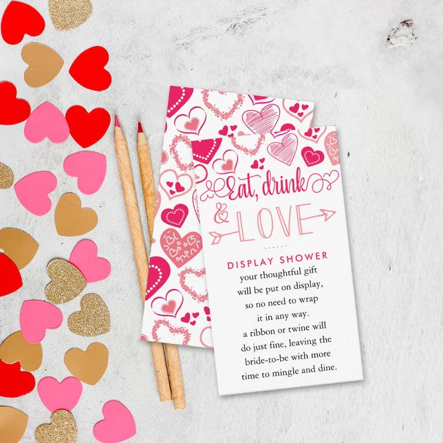 "Eat, Drink & Love" Valentine's Day Bridal Shower Enclosure Card (Creator Uploaded)