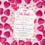 "Eat, Drink & Love" Valentine's Day Party Invitation<br><div class="desc">Celebrate in style with these trendy Valentine's day party invitations. This design is easy to personalize with your special event wording and your guests will be thrilled when they receive these fabulous invites.</div>